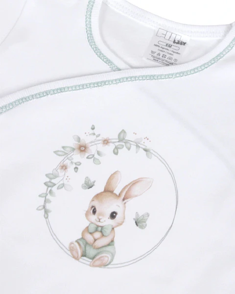 Body+collant de trespasse em algodão Coelho da Primavera