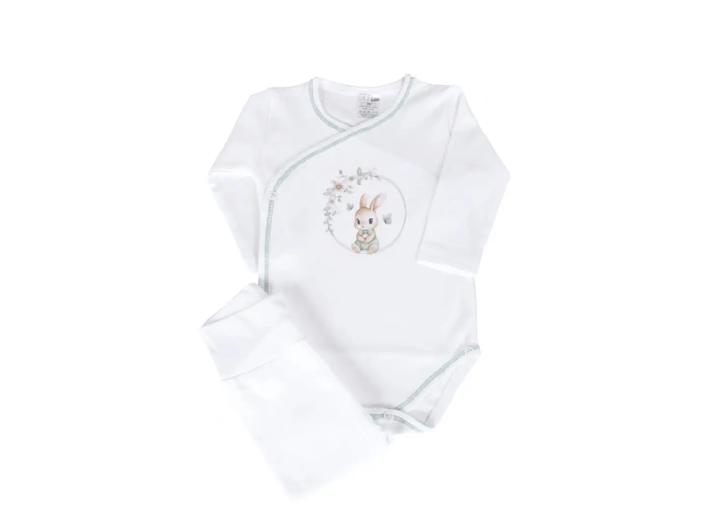 Body+collant de trespasse em algodão Coelho da Primavera 1