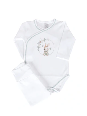 Body+collant de trespasse em algodão Coelho da Primavera