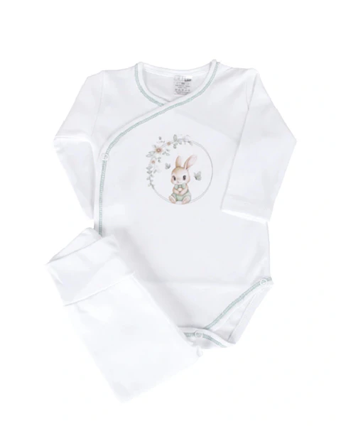 Body+collant de trespasse em algodão Coelho da Primavera