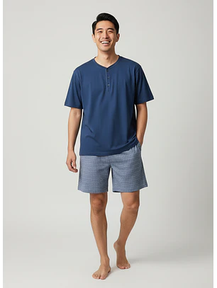 Pijama de Homem em Algodão com Calção