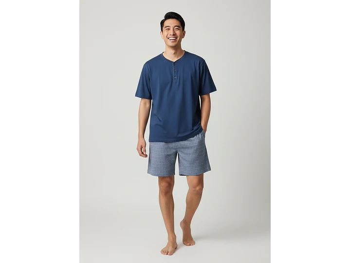 Pijama de Homem em Algodão com Calção 1