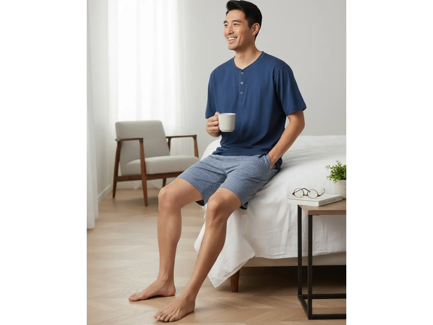 Pijama de Homem em Algodão com Calção 2