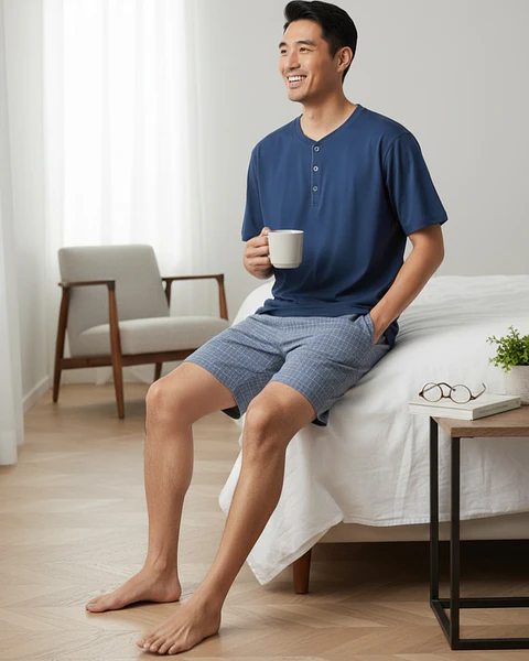 Pijama de Homem em Algodão com Calção