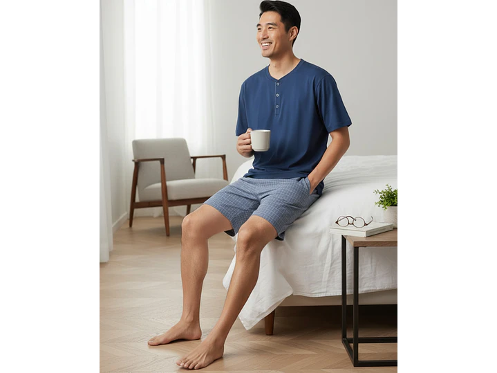 Pijama de Homem em Algodão com Calção 2