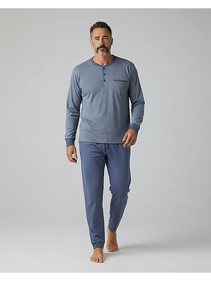 Pijama de homem em algodão - azul indigo