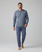 Pijama de homem em algodão - azul indigo - Thumbnail 1
