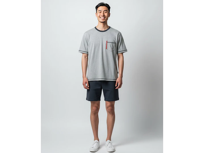 Pijama de Homem em Algodão com Calção 1