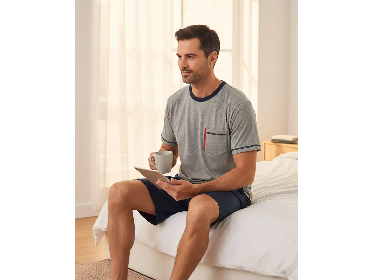 Pijama de Homem em Algodão com Calção 2