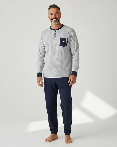 Pijama de homem em algodão - cinza