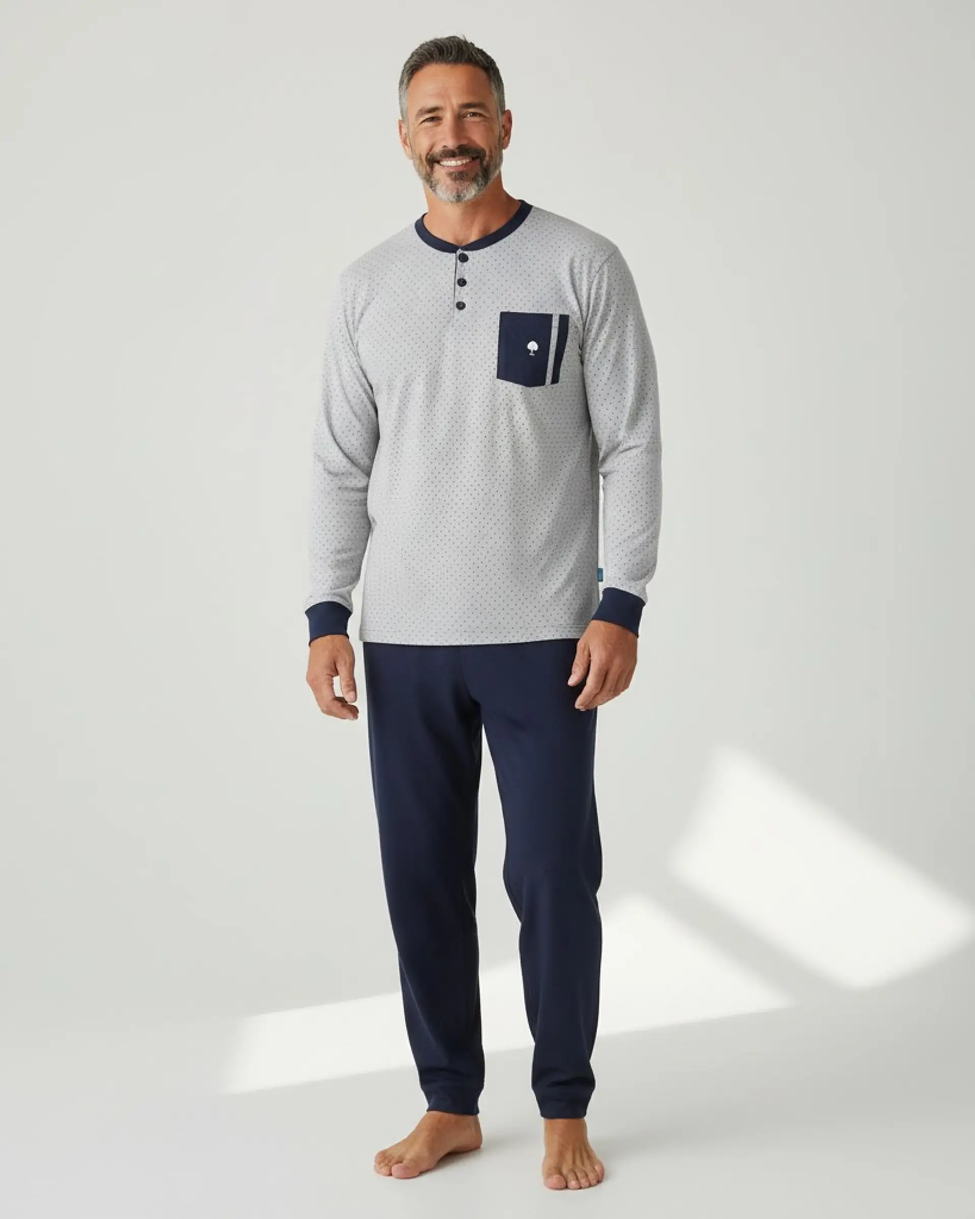 Pijama de homem em algodão - cinza 1