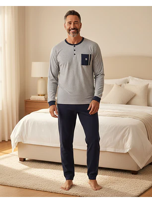 Pijama de homem em algodão - cinza