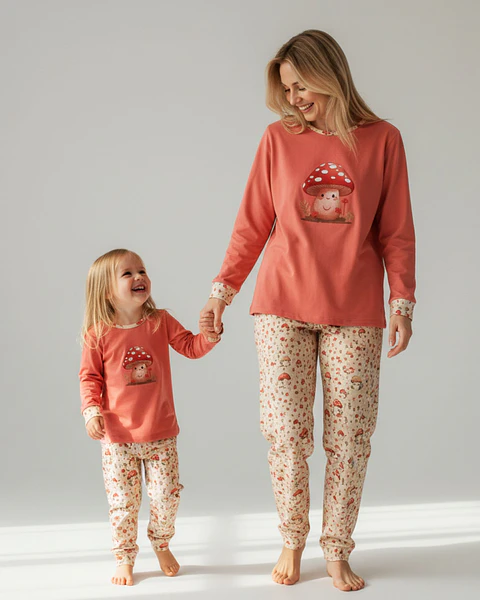Pijama de menina em algodão - cogumelo
