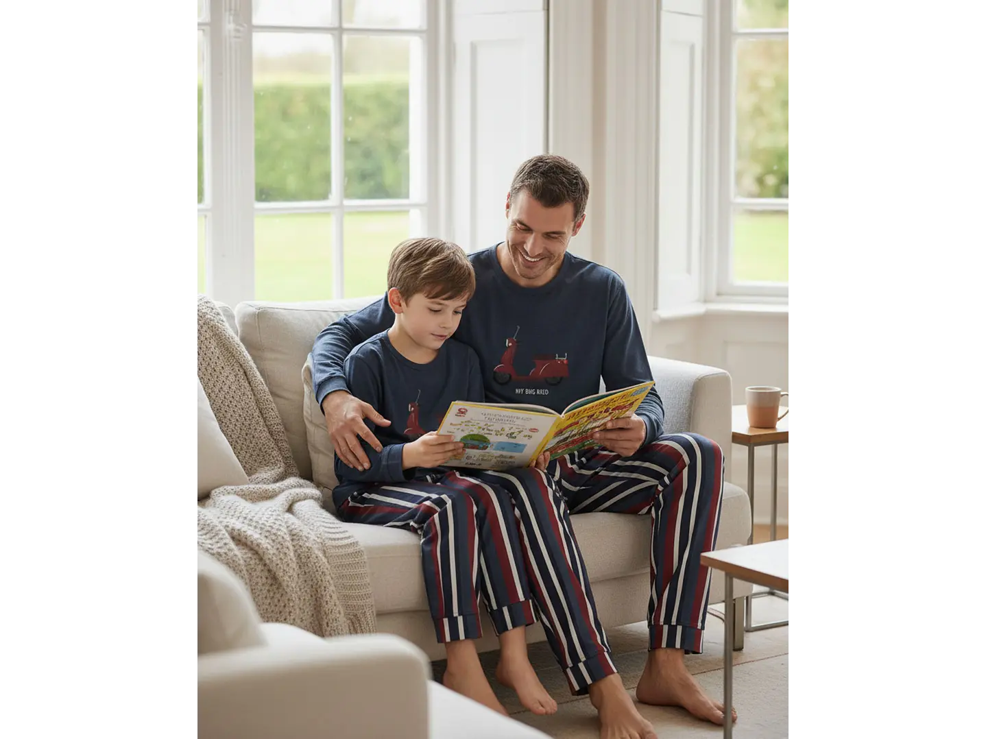 Pijama de Menino azul 100% Algodão com Scooter – Calças às Riscas | Fabricado em Portugal 2