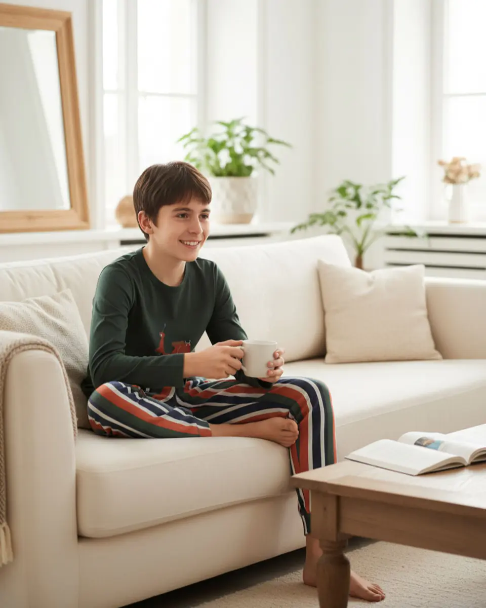 Pijama de Menino 100% Algodão com Scooter – Calças às Riscas | Fabricado em Portugal 2