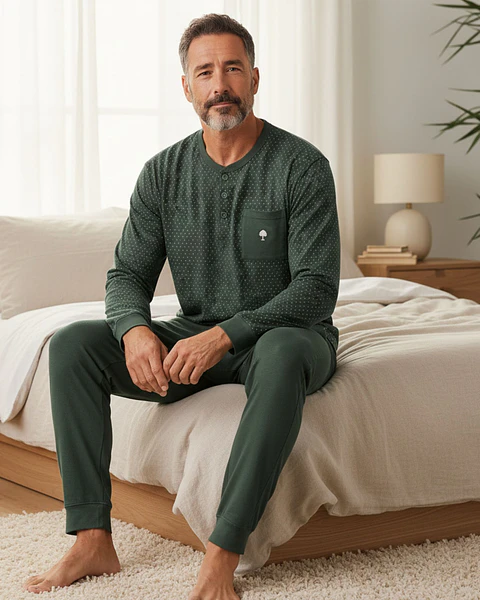 Pijama de homem em algodão
