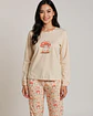 Pijama de Mulher em Algodão com Estampado de Cogumelos  - beje - Thumbnail 1