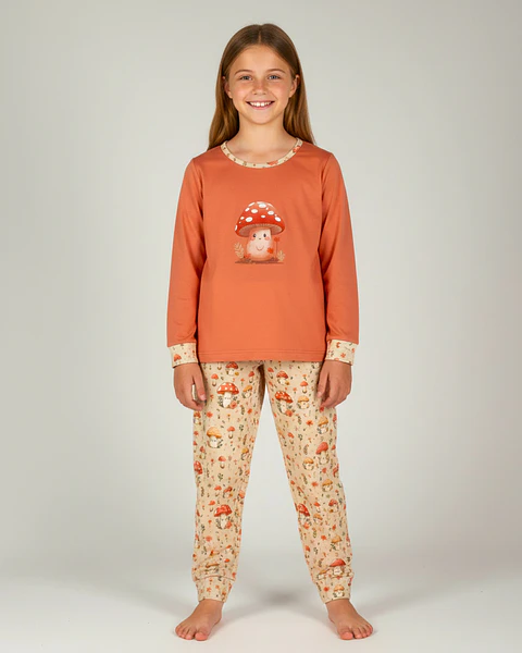 Pijama de menina em algodão - cogumelo