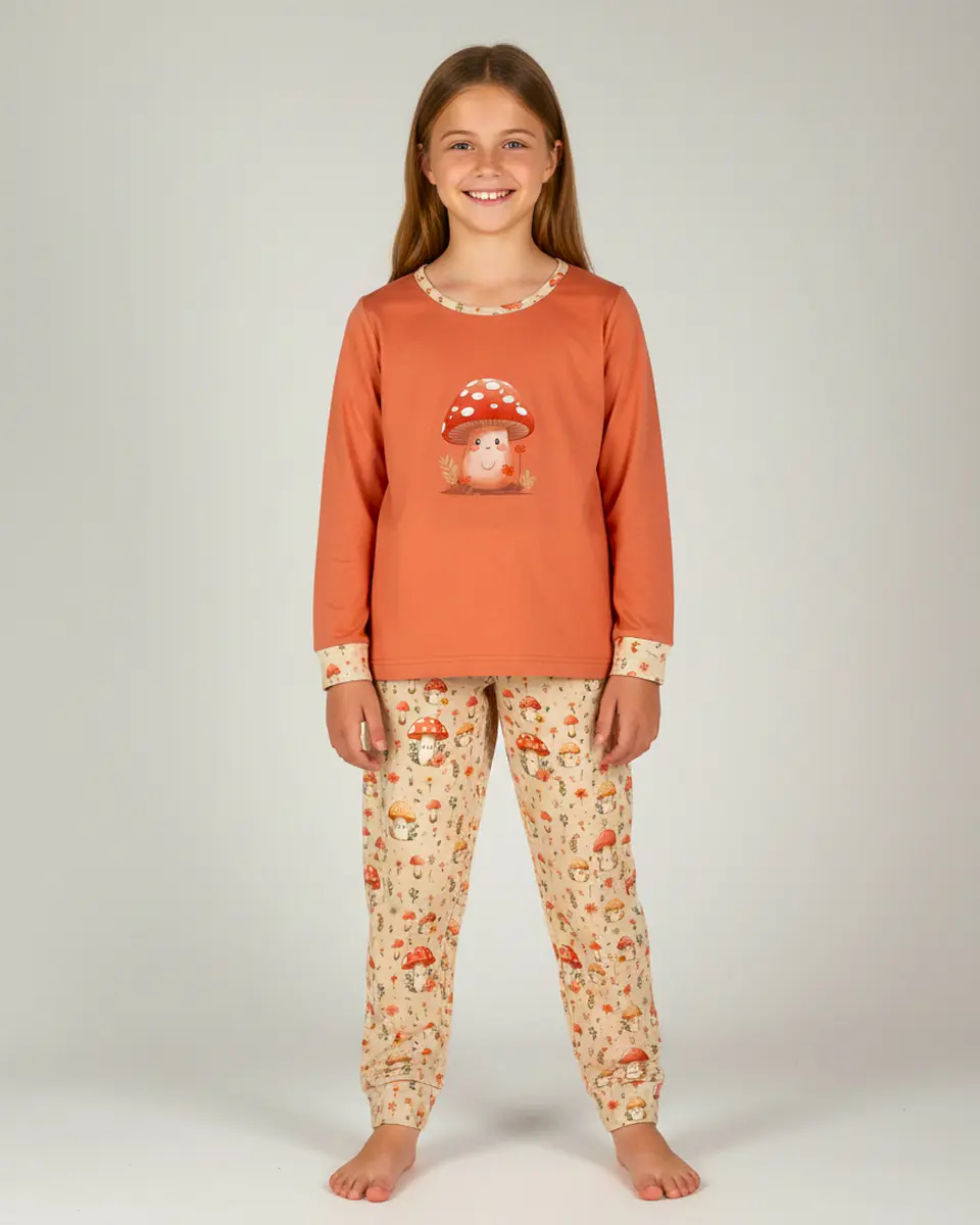 Pijama de menina em algodão - cogumelo 1