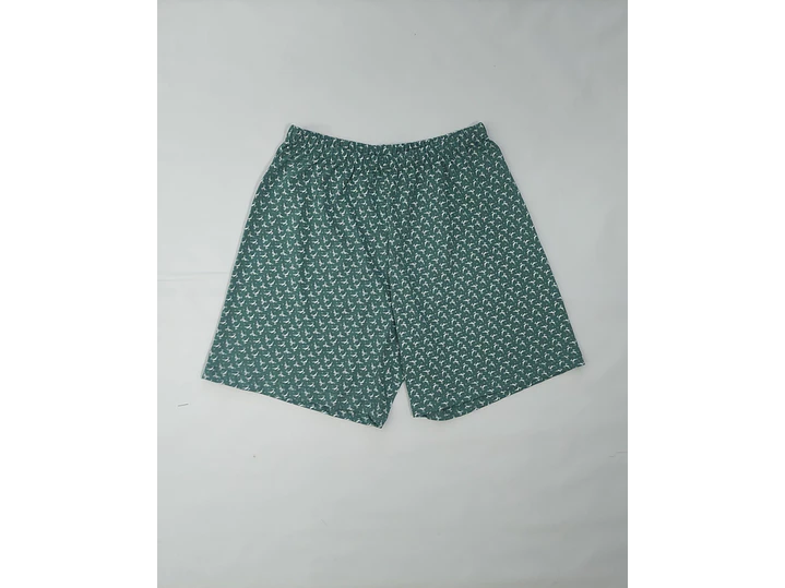 Pijama de homem em algodão verde jade - calção estampado 4