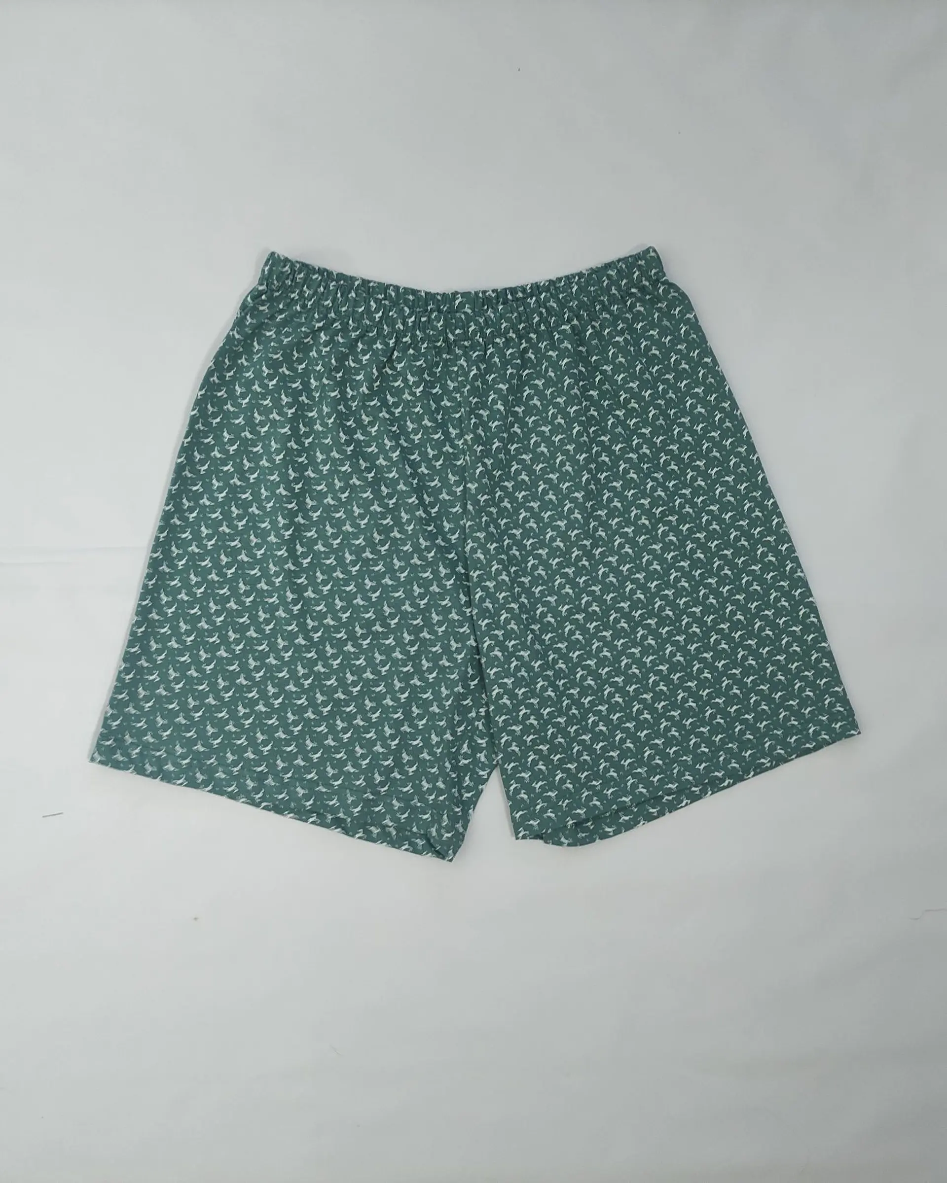 Pijama de homem em algodão verde jade - calção estampado 4