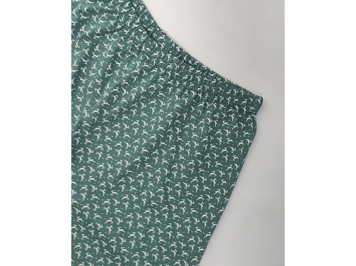 Pijama de homem em algodão verde jade - calção estampado 5