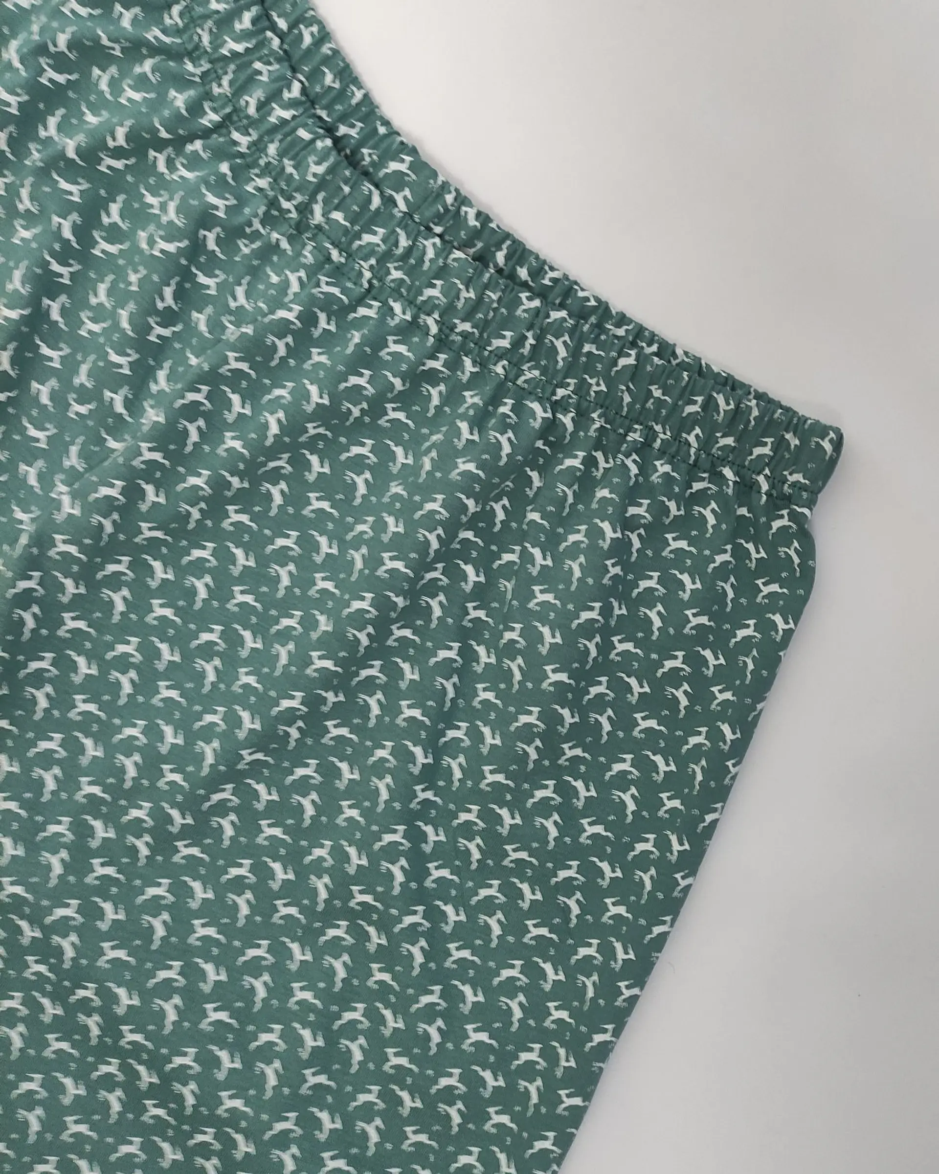 Pijama de homem em algodão verde jade - calção estampado 5
