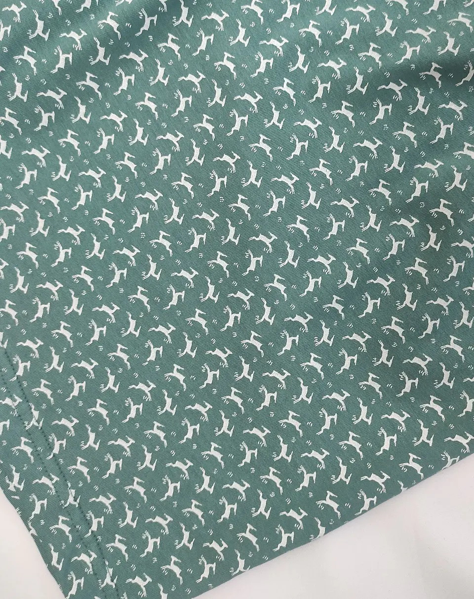 Pijama de homem em algodão verde jade - calção estampado 6