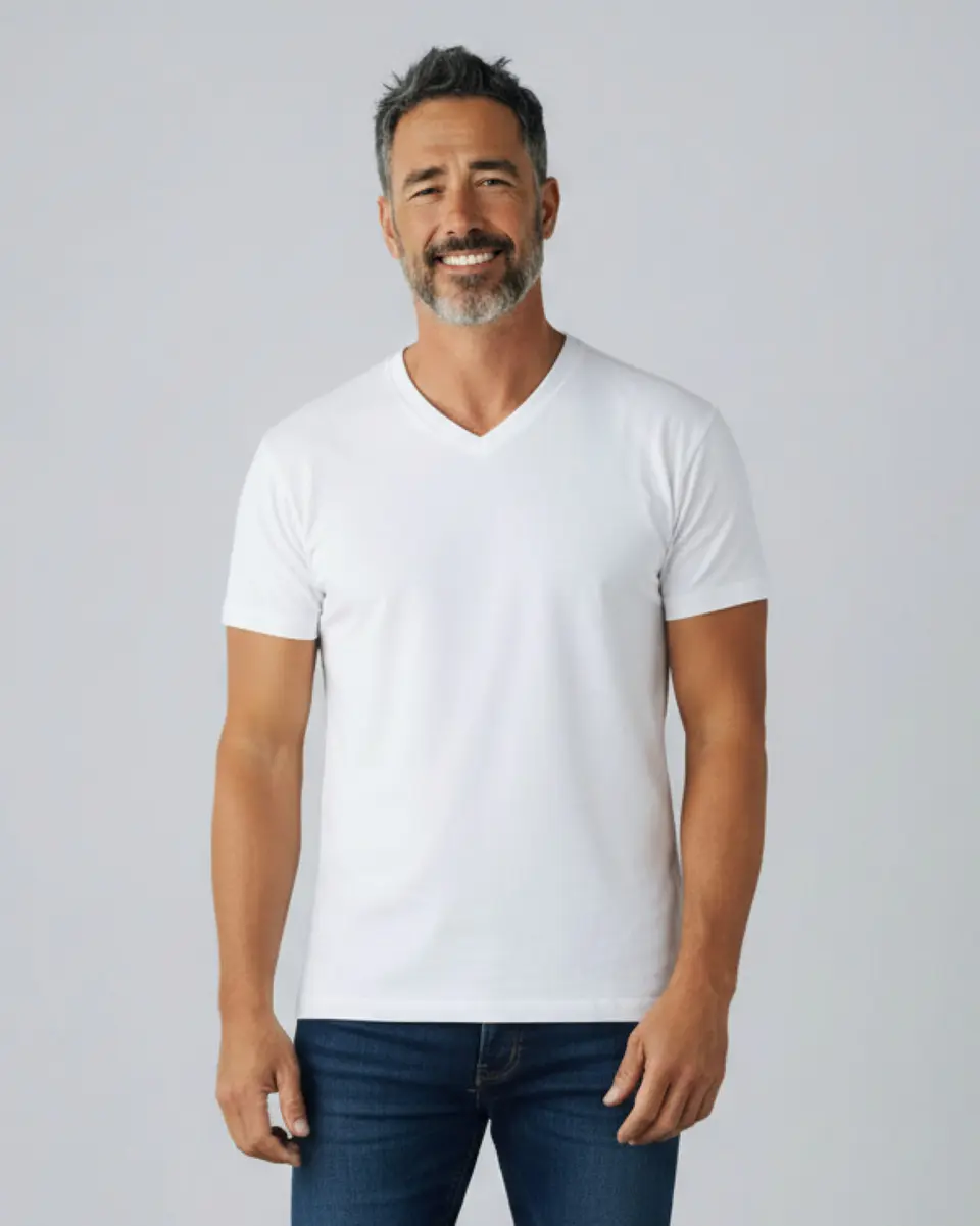 Camisola de interior de homem decote em V 1
