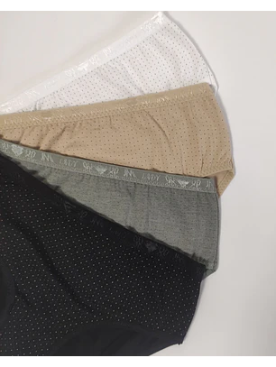 Cueca em algodão estampado em pintinhas- Pack de 4