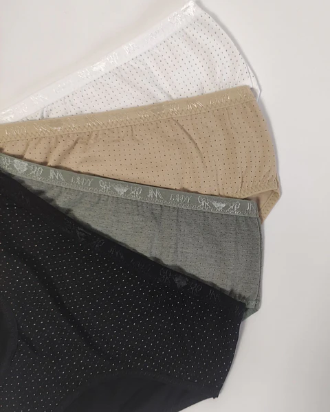 Cueca em algodão estampado em pintinhas- Pack de 4