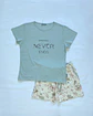 Pijama de Mulher Algodão Manga Curta “Dreams Never Ends” com Calção Floral - Thumbnail 6