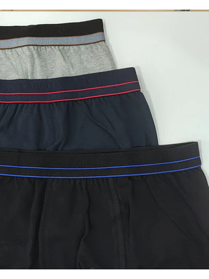 Boxer Homem Algodão Liso – Sem Costuras Atrás e Cintura Confortável-Pack de 3