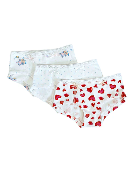 Cuecas Menina Pack 3 Estilo Boxer em Algodão | Sem Elástico na Perna