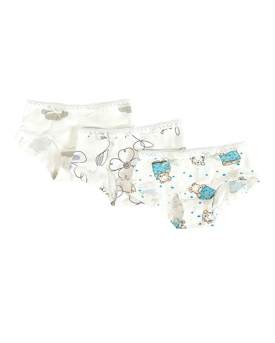 Cuecas Menina Pack 3 Estilo Boxer em Algodão | Sem Elástico na Perna - COPIE 1