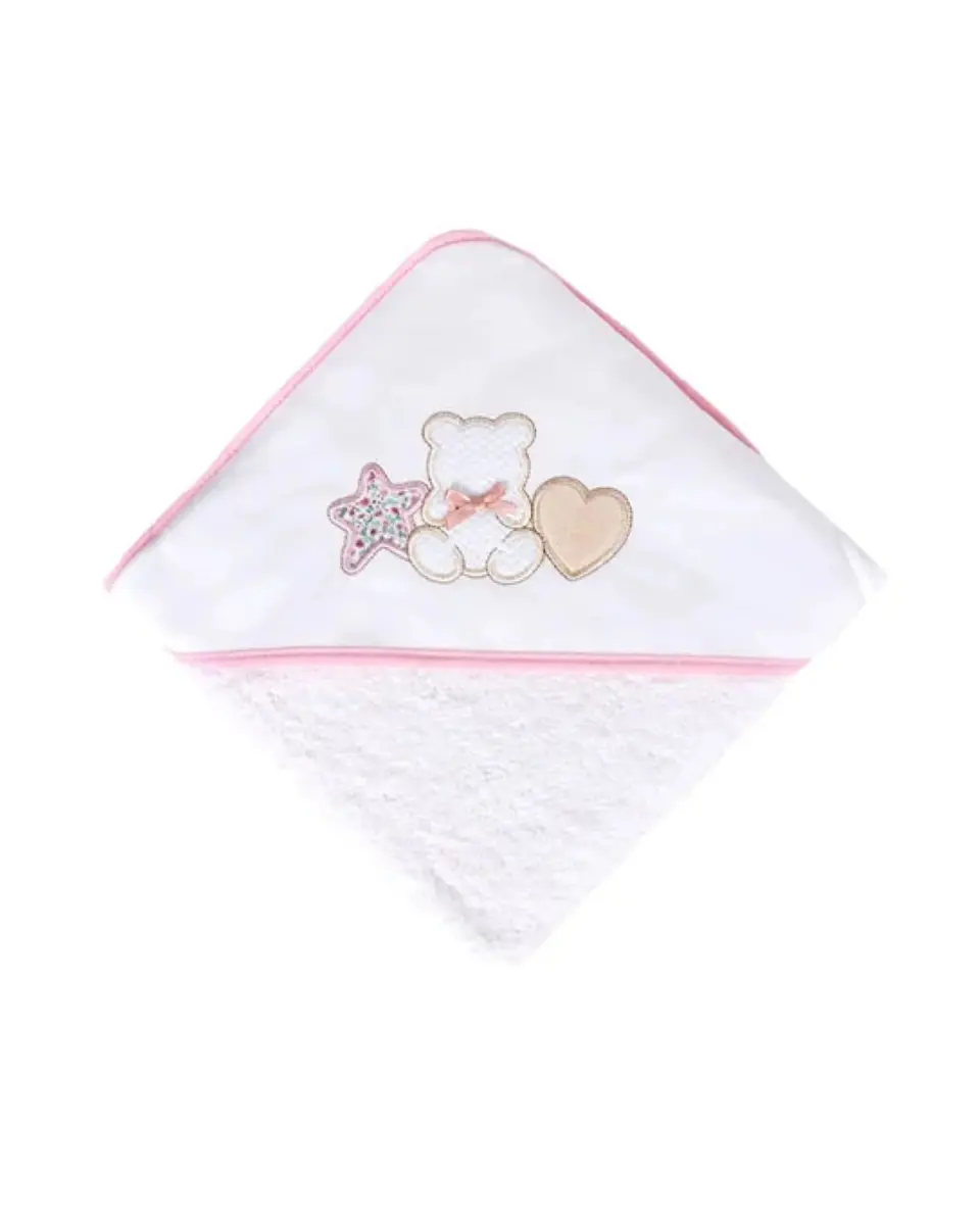 Toalha de banho para bebé com bordado de Urso e estrelas 2