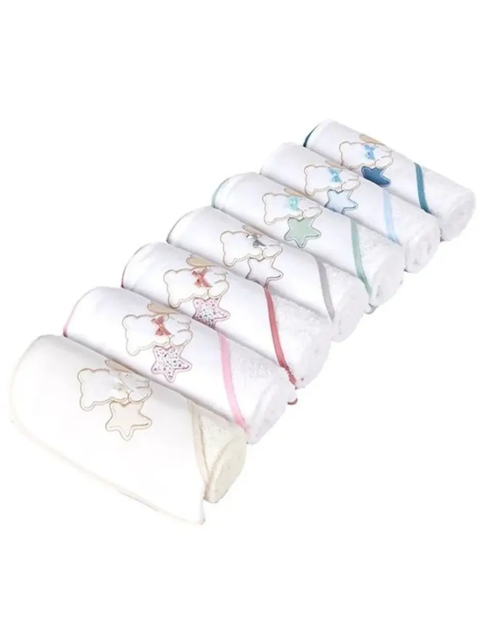 Toalha de banho para bebé com bordado de Urso e estrelas 3