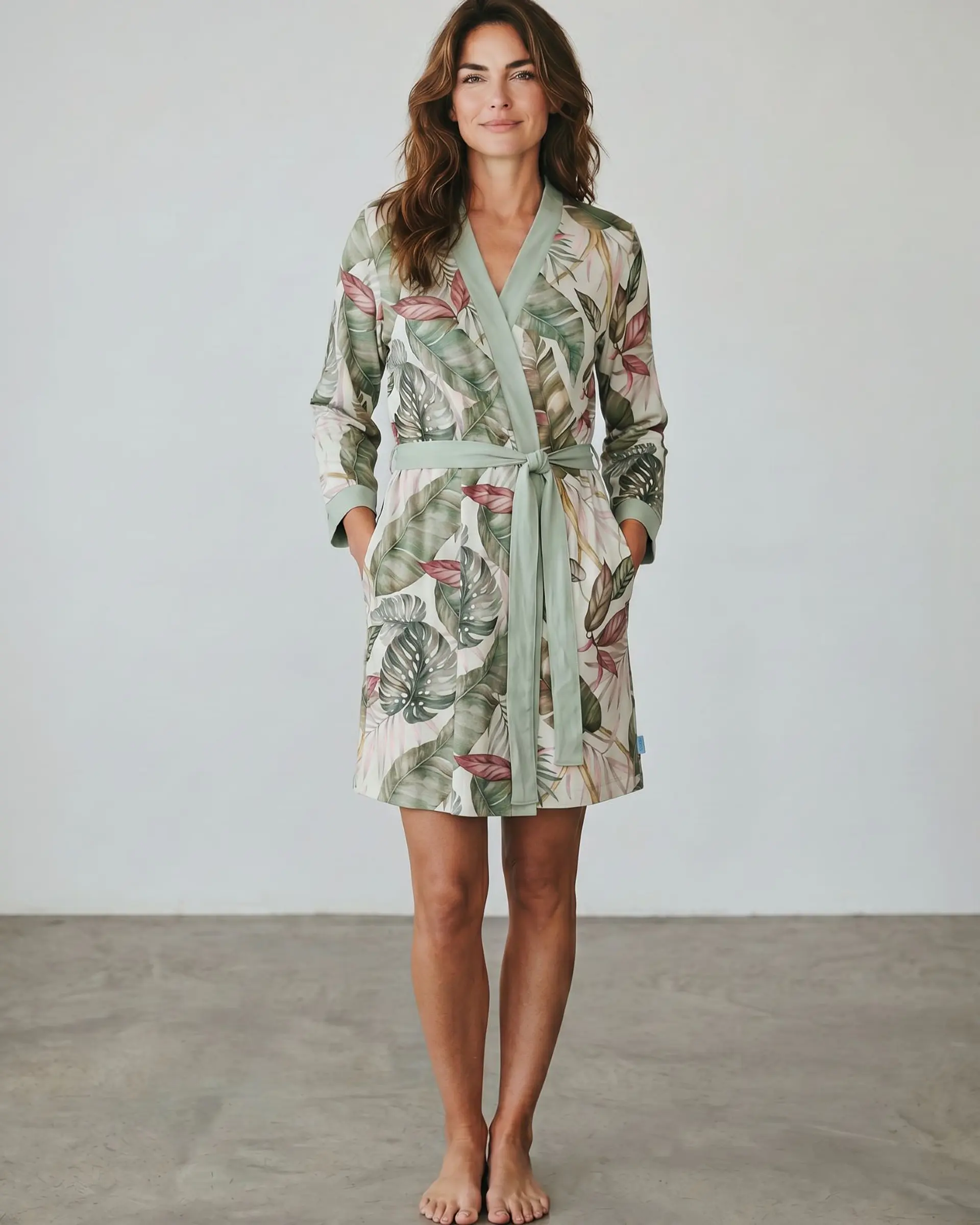Robe de Traçar em Algodão Estampado Tropical com Bolsos e Cinto | Fabricado em Portugal 1
