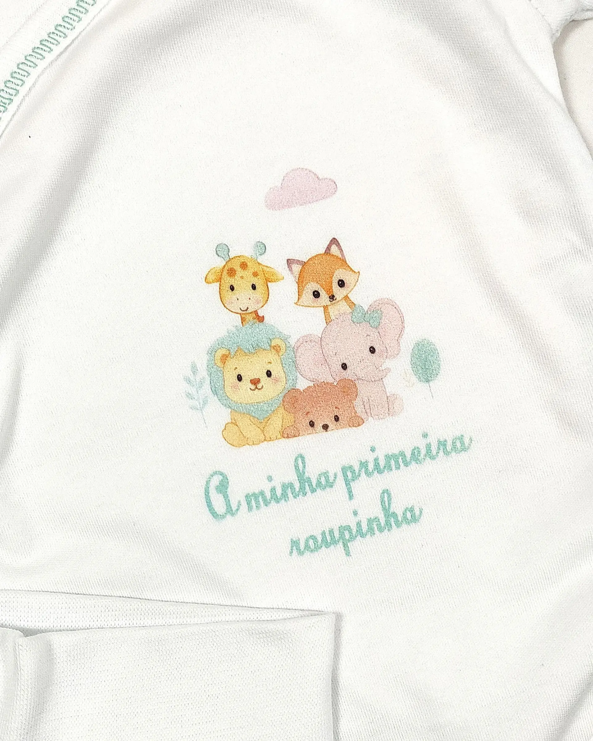 Conjunto 1.ª Roupinha para Bebé em Veludo Estampado com Animais 4