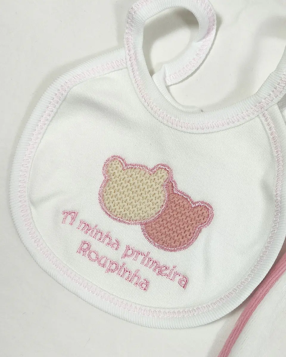 Conjunto de 1.ª Roupinha em veludo - Ursinho Waffle Rosa 4