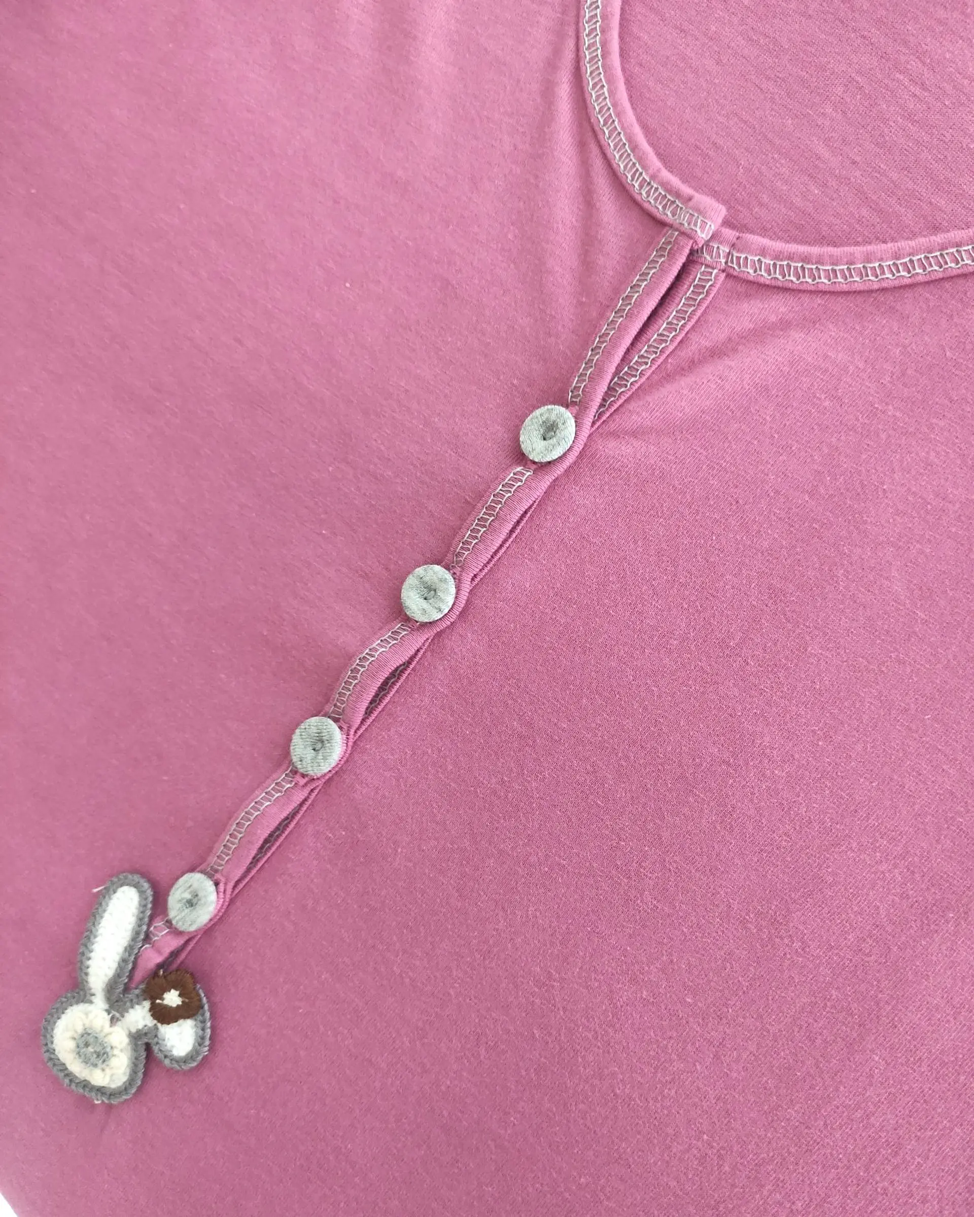 Camisa de dormir em algodão com abertura frontal - Rosa  4