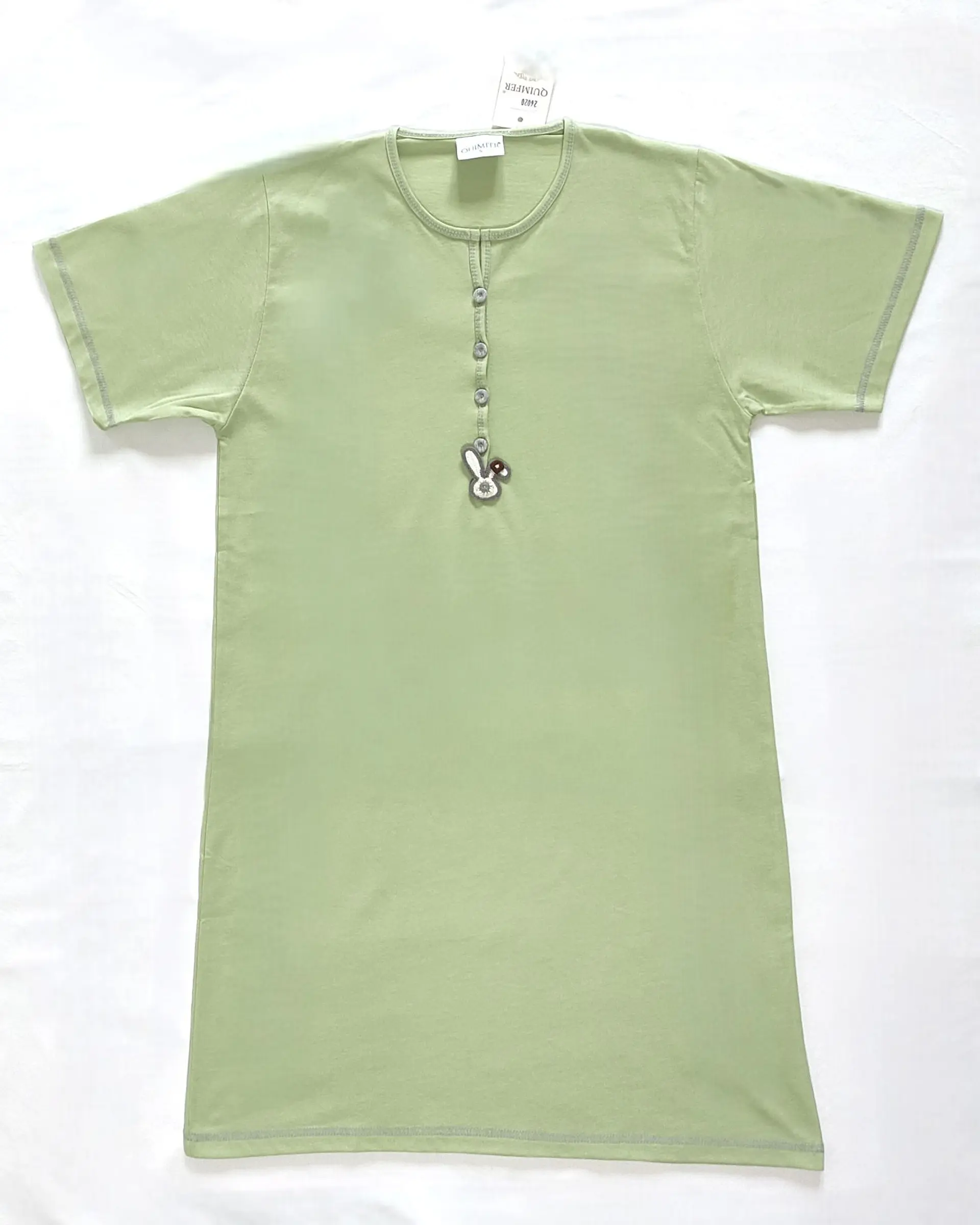 Camisa de dormir em algodão com abertura frontal - Verde 3