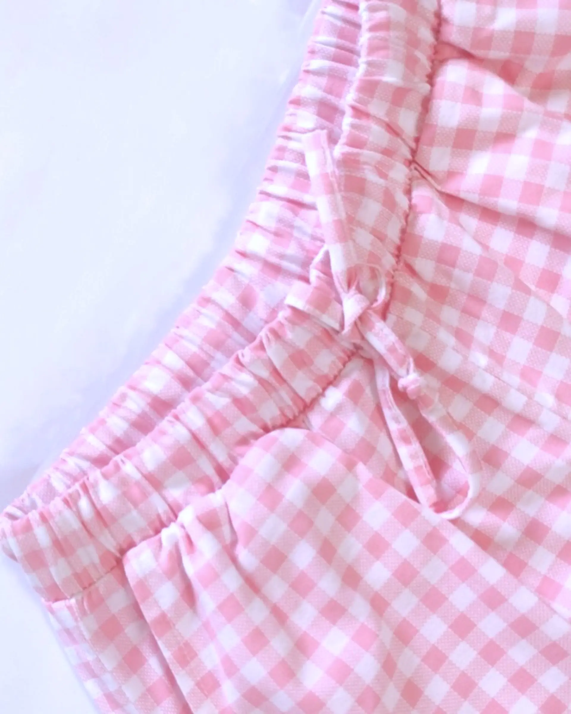 Pijama de Mulher em Algodão Rosa com Calção aos Quadrados 3