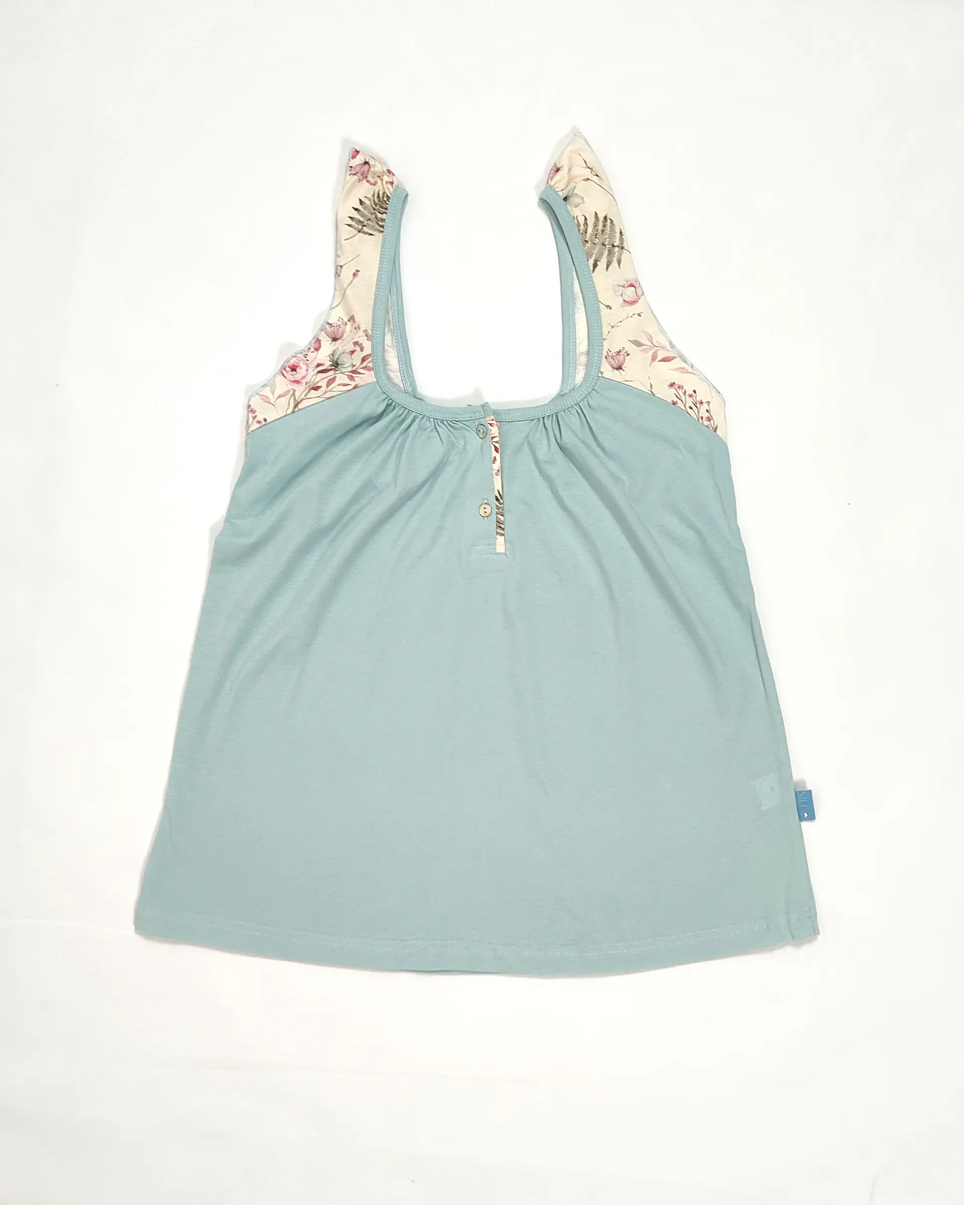 Pijama de Mulher com Alças e Calções Florais - Azul 3