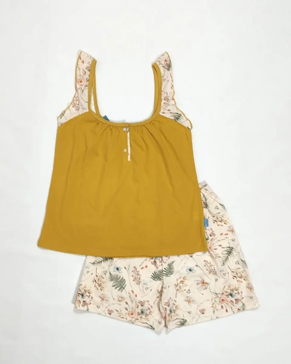 Pijama de Mulher com Alças e Calções Florais  3