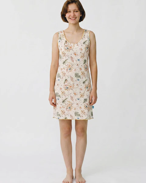 Túnica de Noite Mulher Florido com Alças Largas | Conforto e Elegância