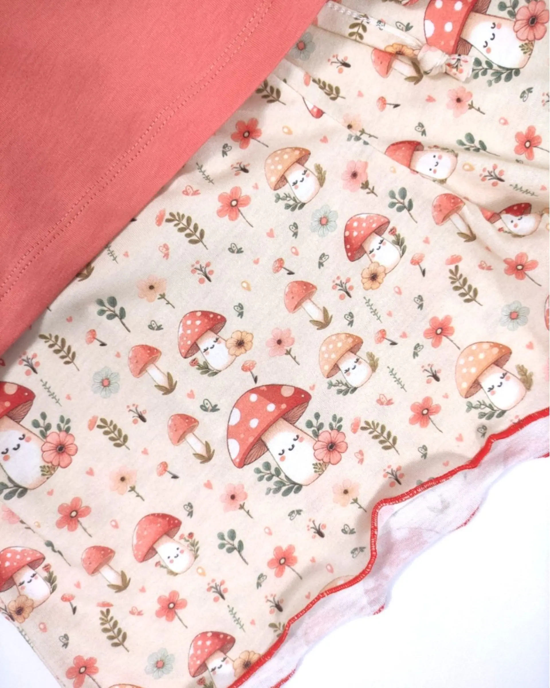 Pijama Curto de Mulher com Estampado de Cogumelos - salmão 5