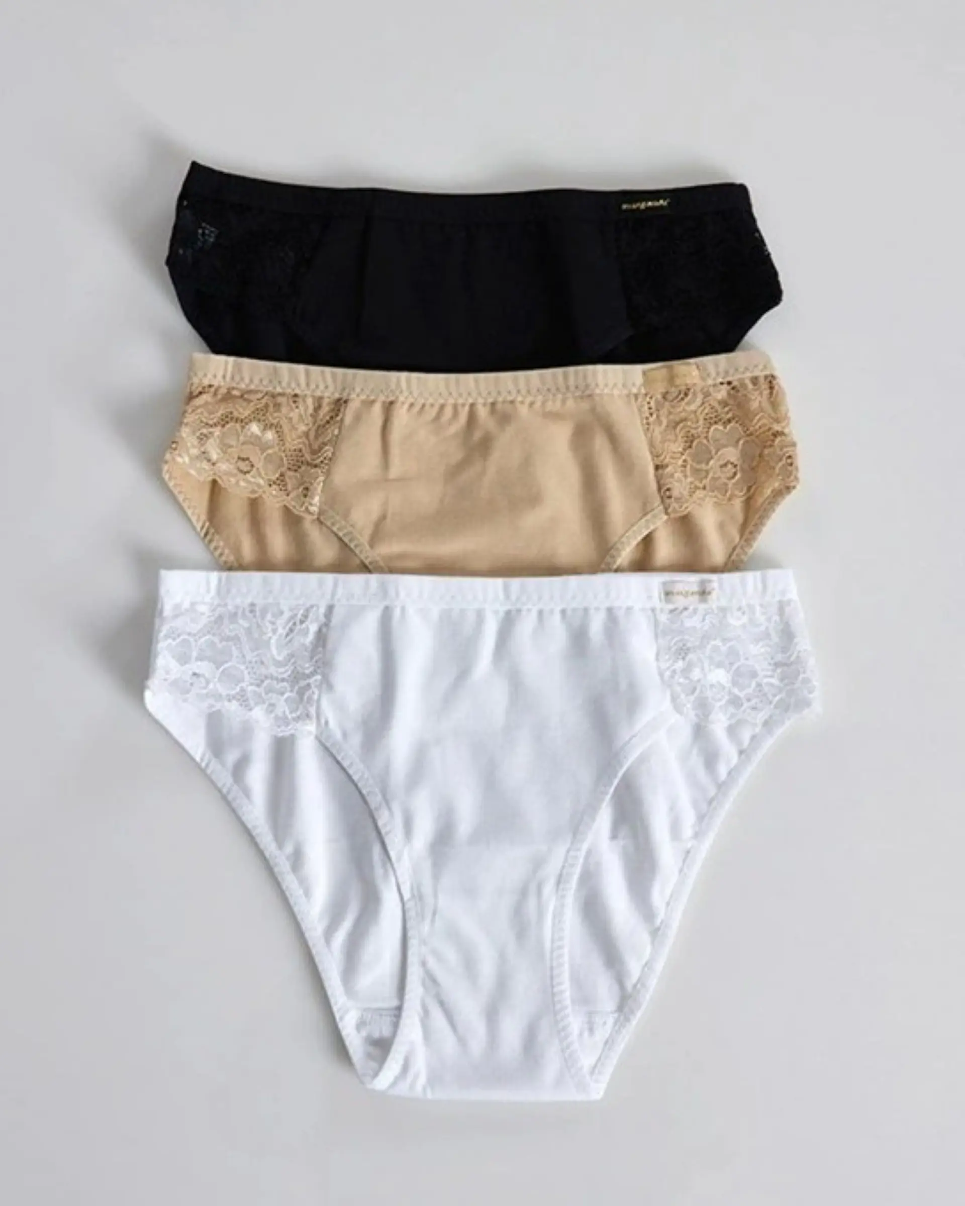Bikini em algodão com renda lateral - Pack de 3 3