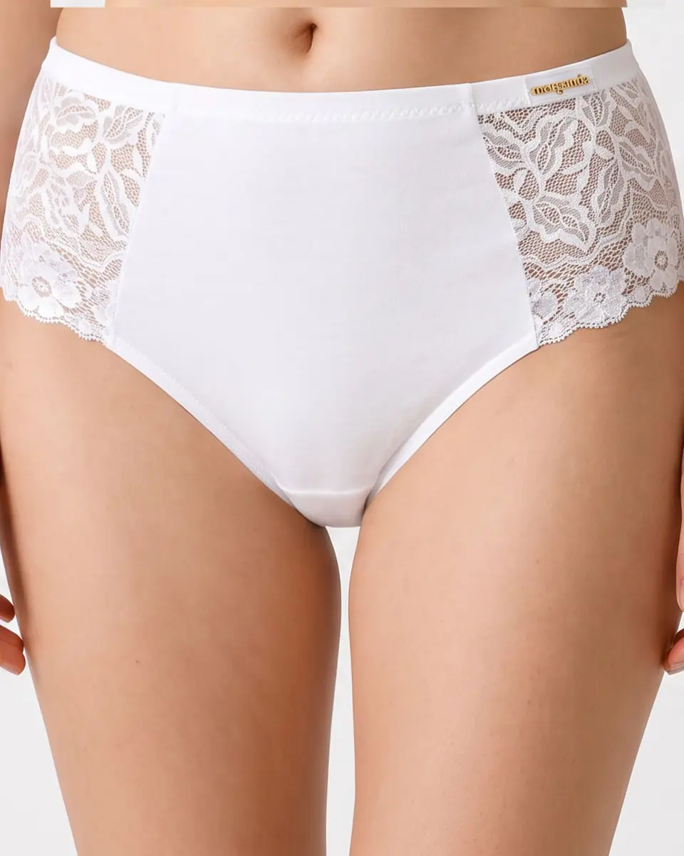Cueca em algodão com renda - Pack de 3 1