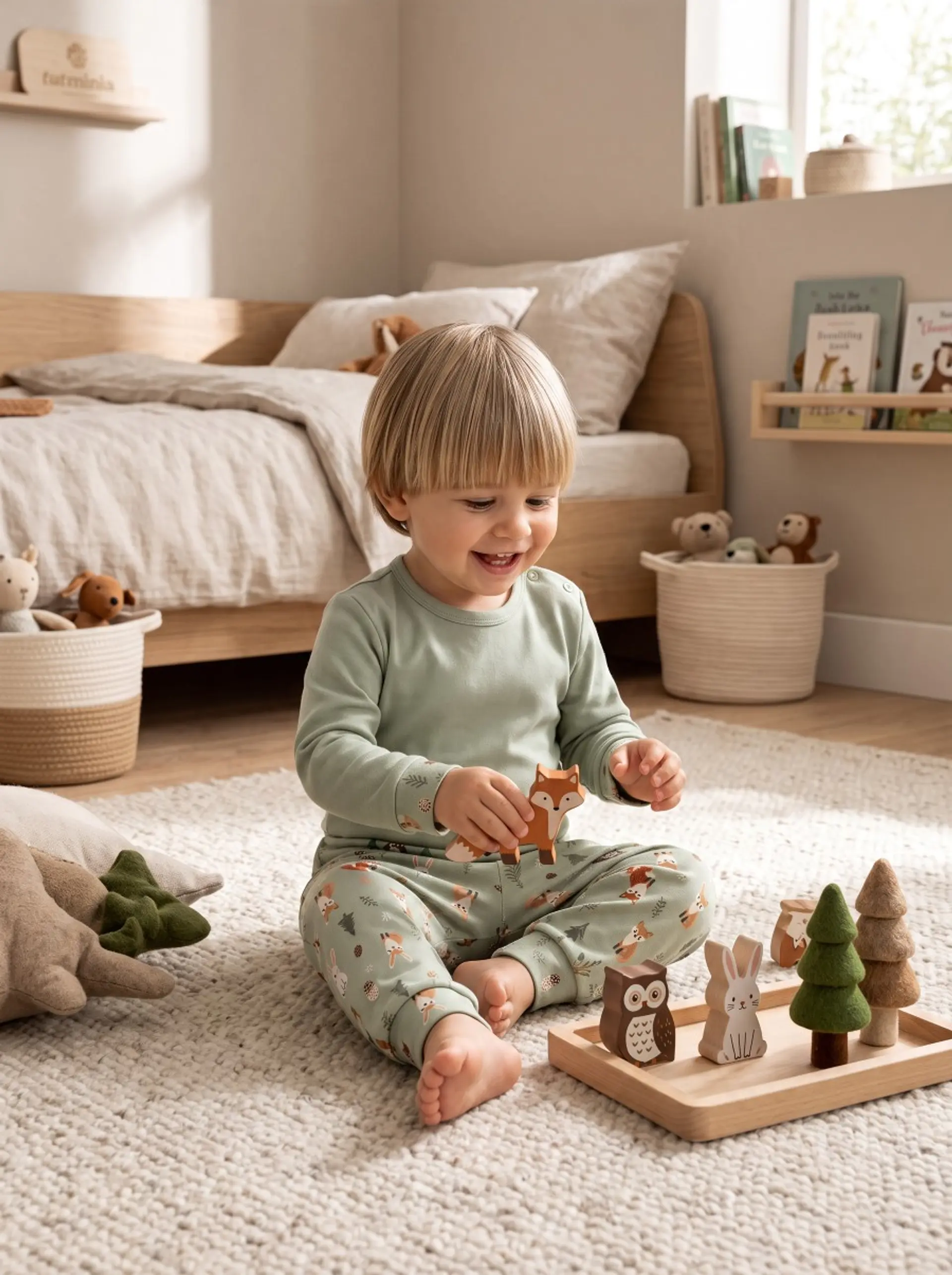 Pijama de Bebé “Amigos da Floresta” – 100% Algodão (com carda) 2